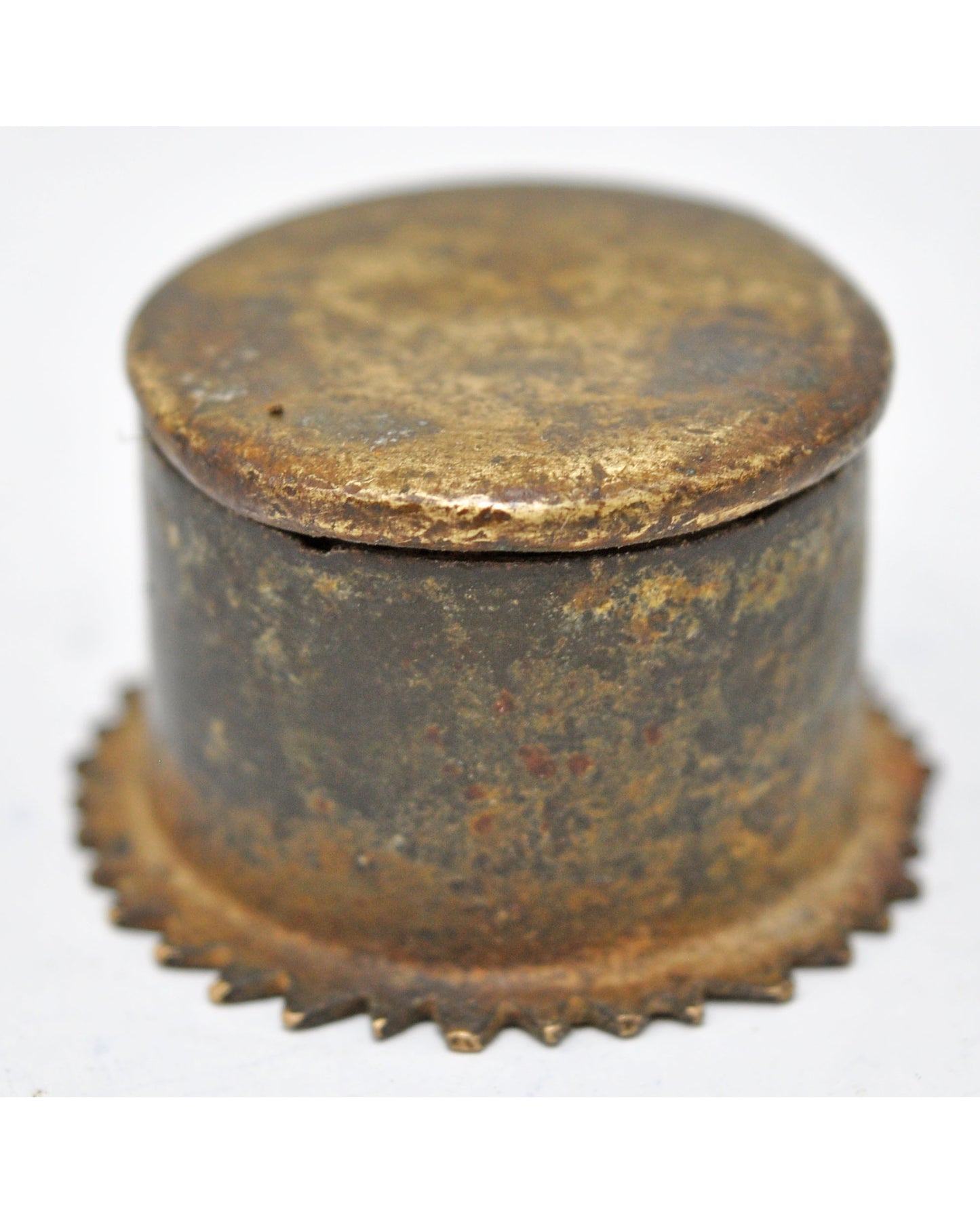 Antique Brass Small Kum Kum Powder Tika Box Original Old Hand Crafted Engraved
