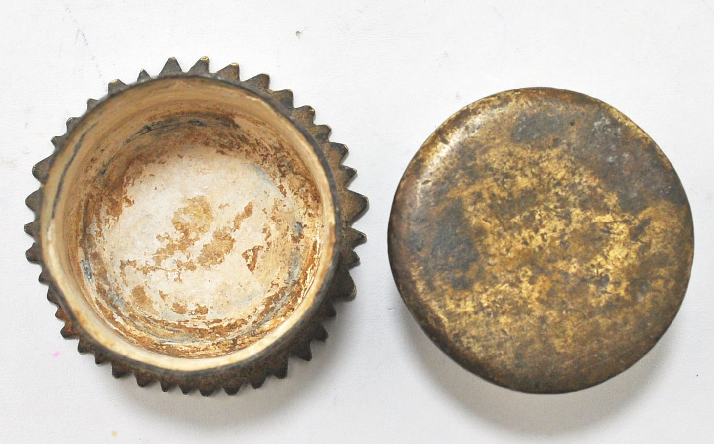 Antique Brass Small Kum Kum Powder Tika Box Original Old Hand Crafted Engraved