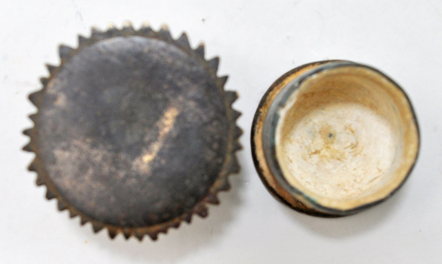 Antique Brass Small Kum Kum Powder Tika Box Original Old Hand Crafted Engraved