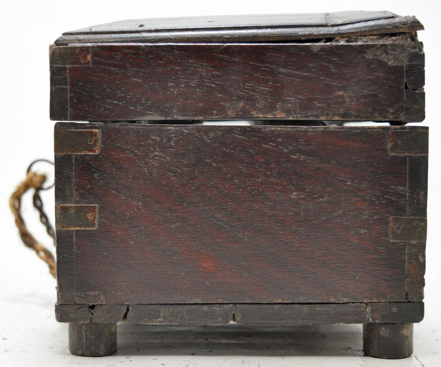 Antique Wooden Perfume Bottles Jewellery Box Original Old Hand Crafted Brass Inlaid