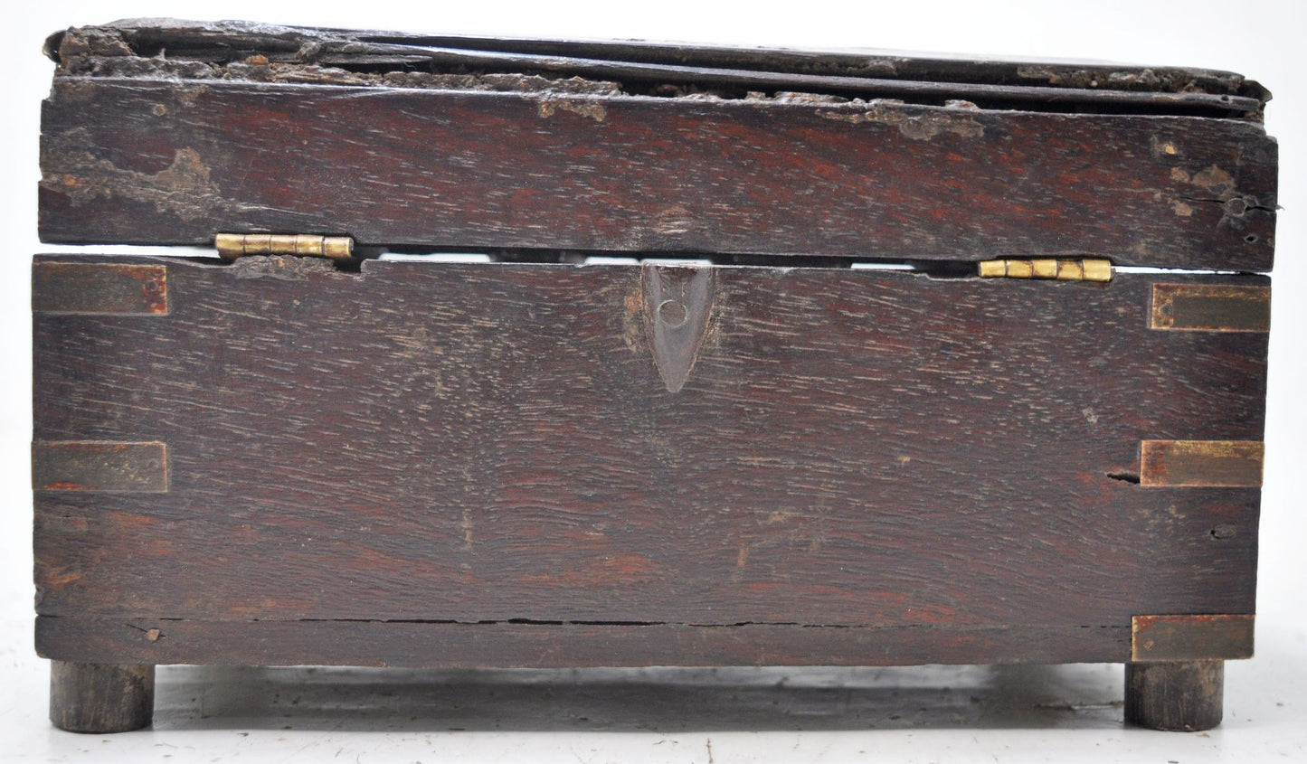 Antique Wooden Perfume Bottles Jewellery Box Original Old Hand Crafted Brass Inlaid