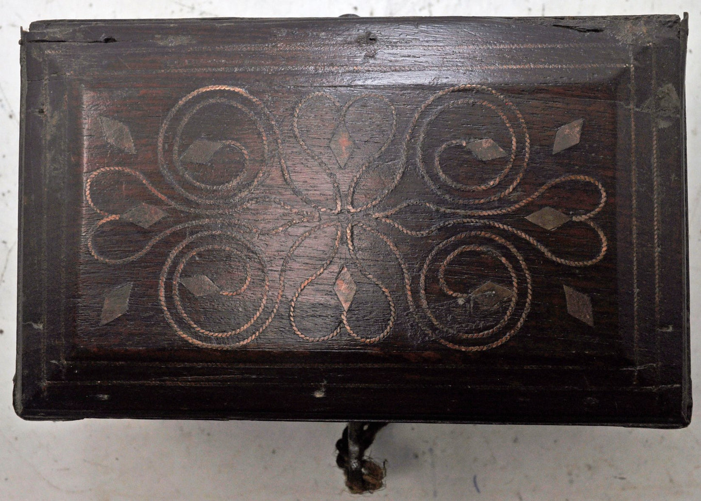 Antique Wooden Perfume Bottles Jewellery Box Original Old Hand Crafted Brass Inlaid