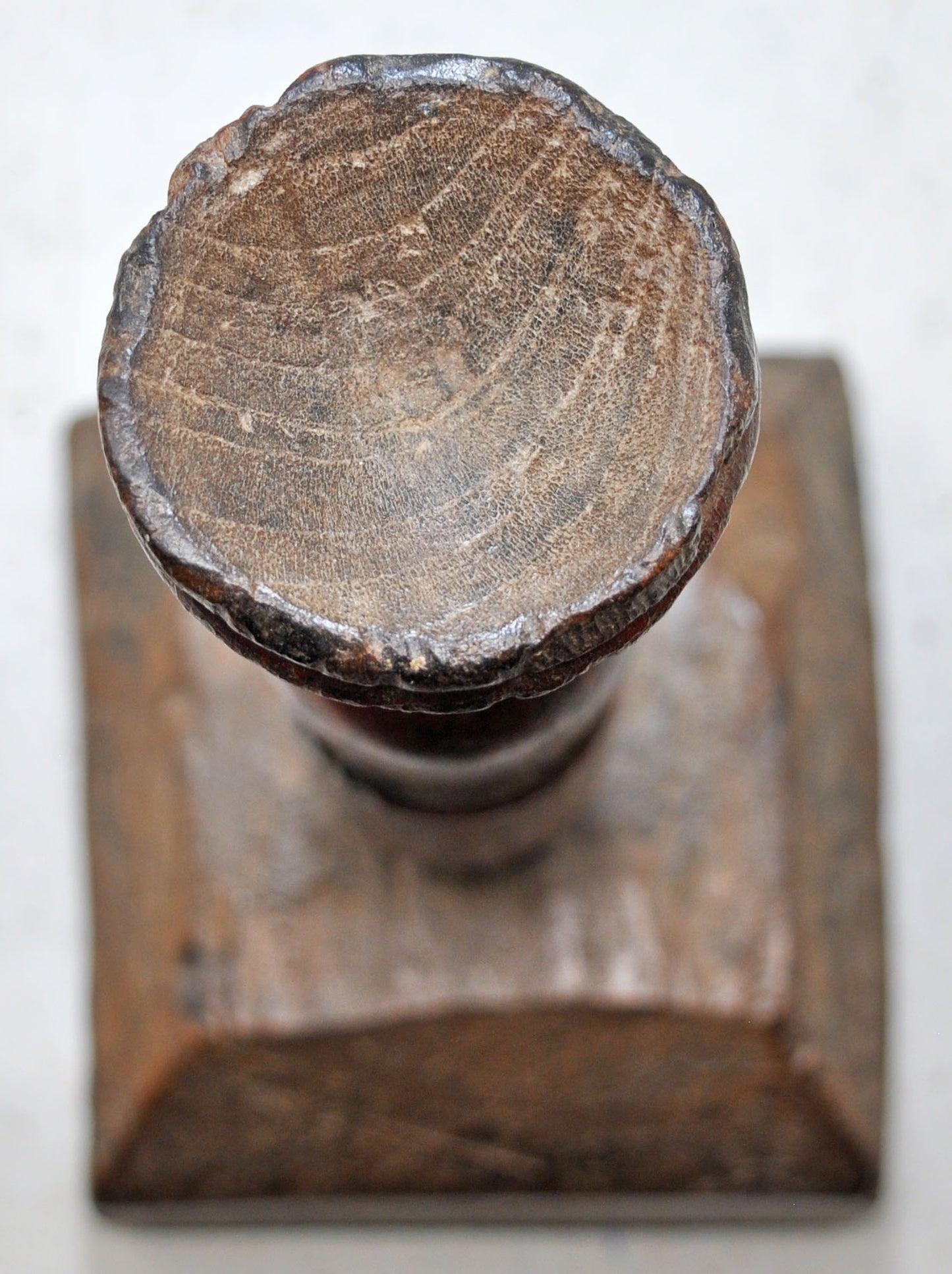 Antique Wooden Candle Holder Stand Original Old Hand Carved