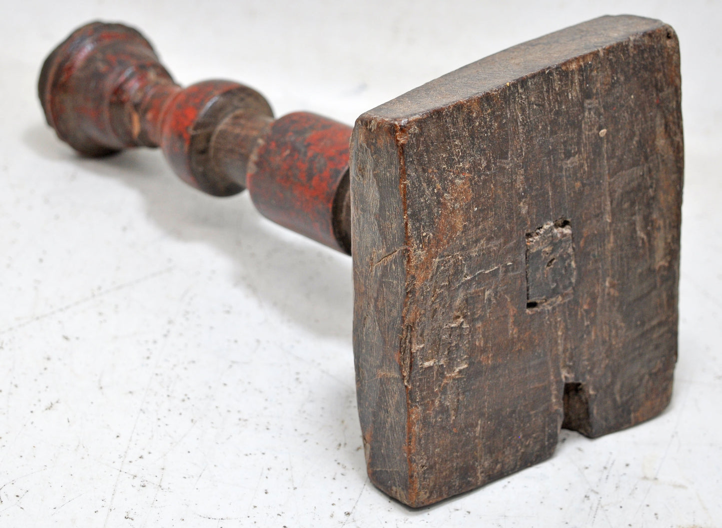 Antique Wooden Candle Holder Stand Original Old Hand Carved