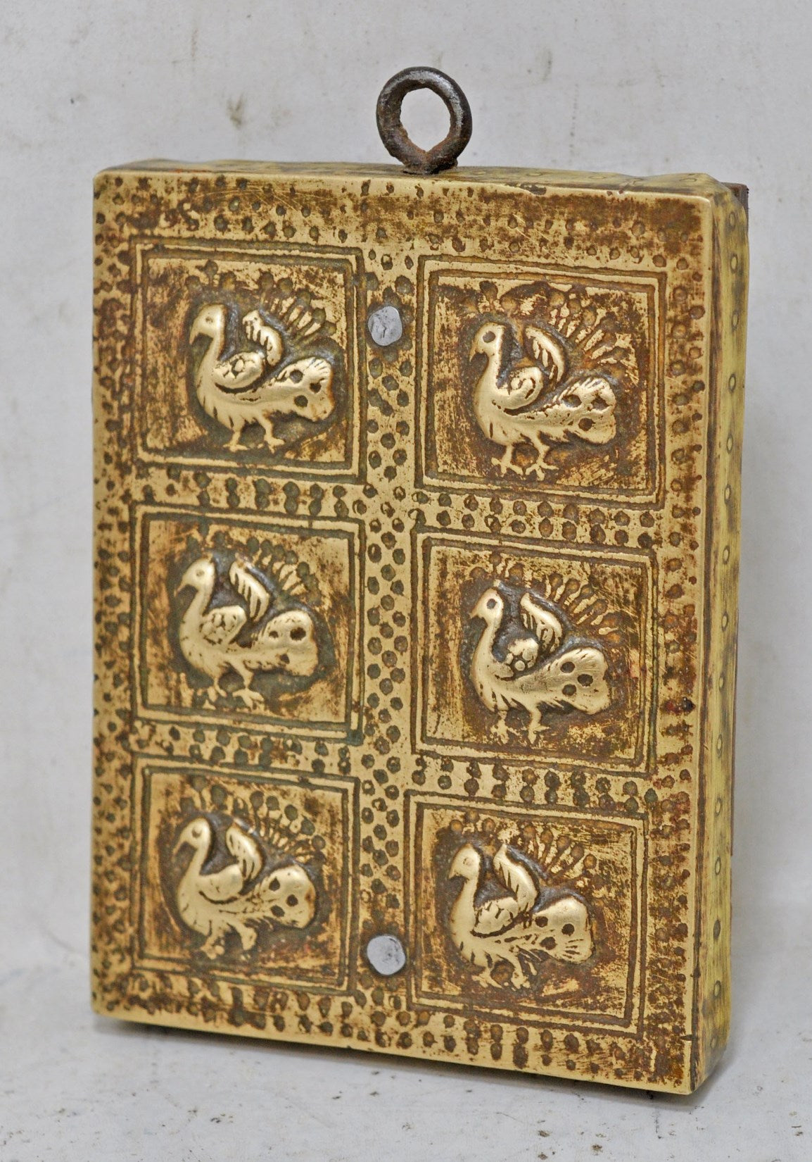 Antique Brass Small Birds Panel Original Old Hand Crafted Fine Engraved