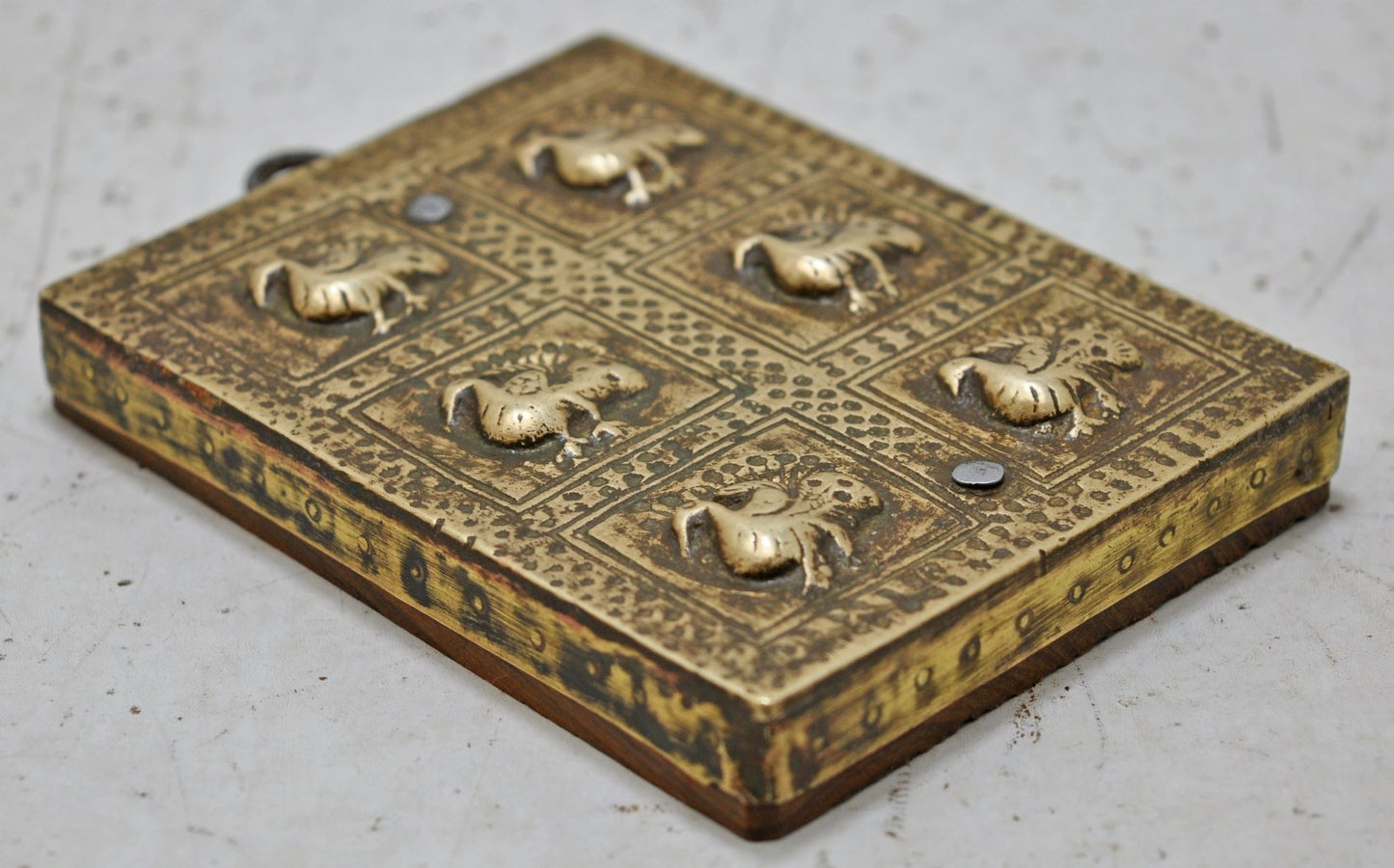 Antique Brass Small Birds Panel Original Old Hand Crafted Fine Engraved