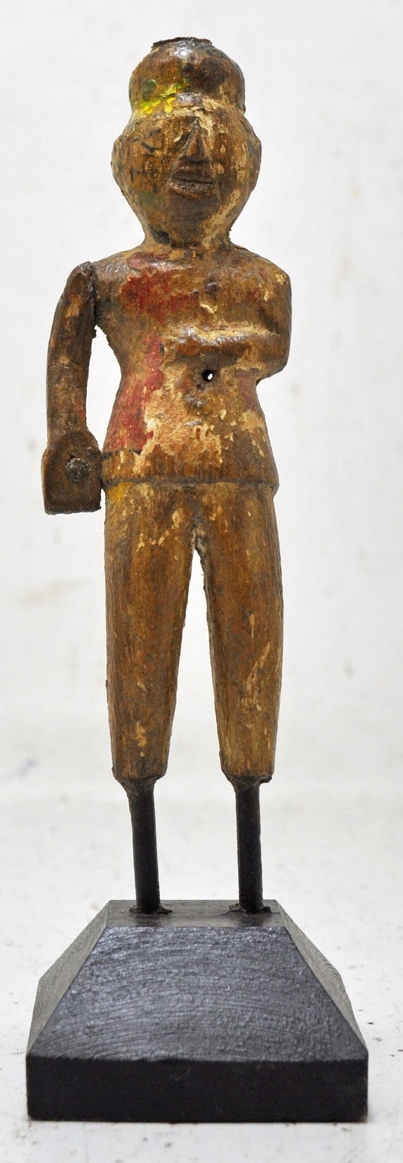 Antique Wooden Woman Figurine Orignal Old Hand Carved Painted