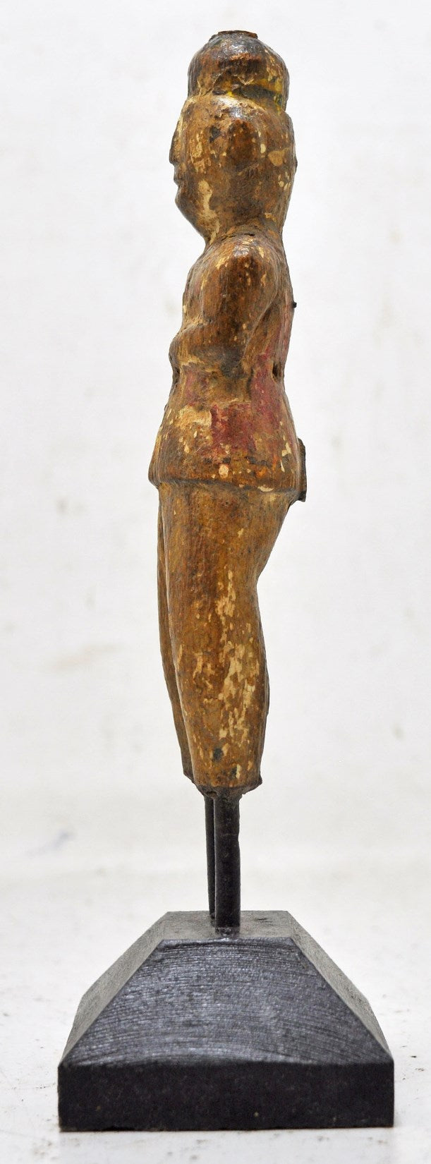 Antique Wooden Woman Figurine Orignal Old Hand Carved Painted