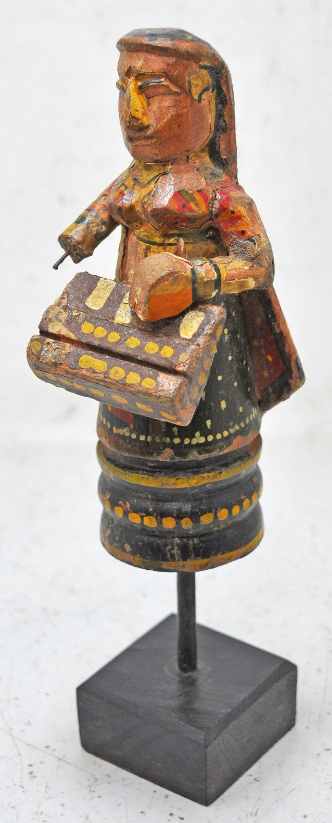 Antique Wooden Woman Figurine Orignal Old Hand Carved Painted