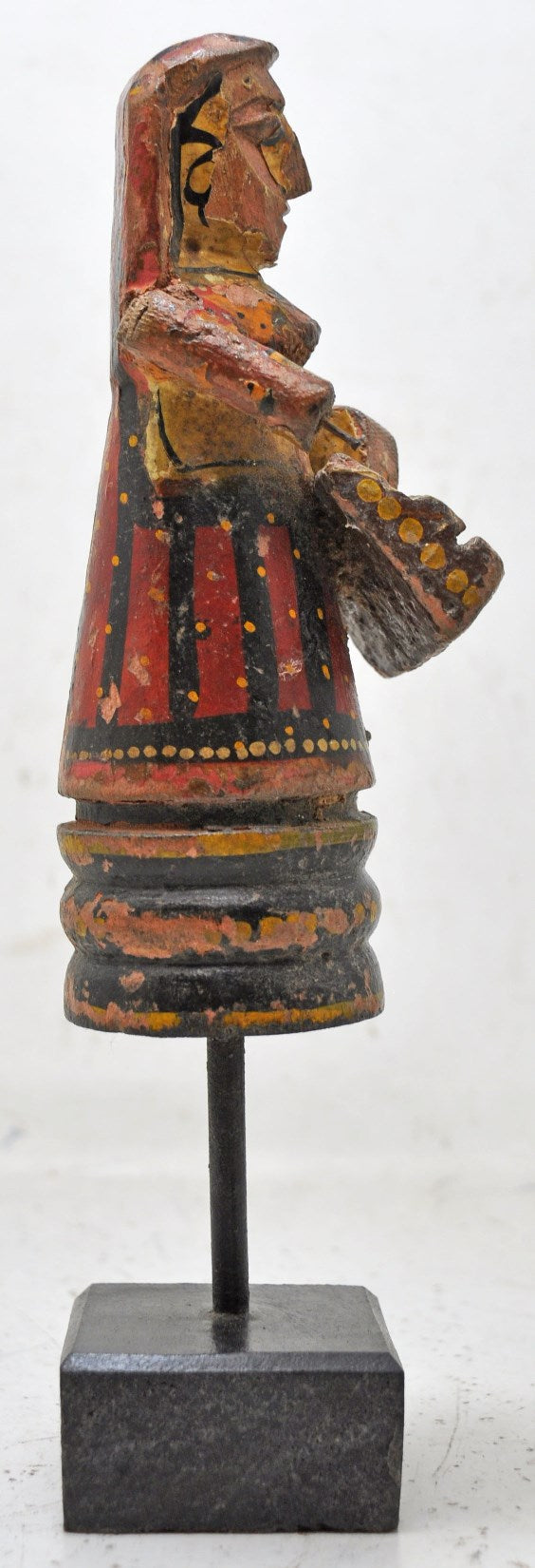 Antique Wooden Woman Figurine Orignal Old Hand Carved Painted