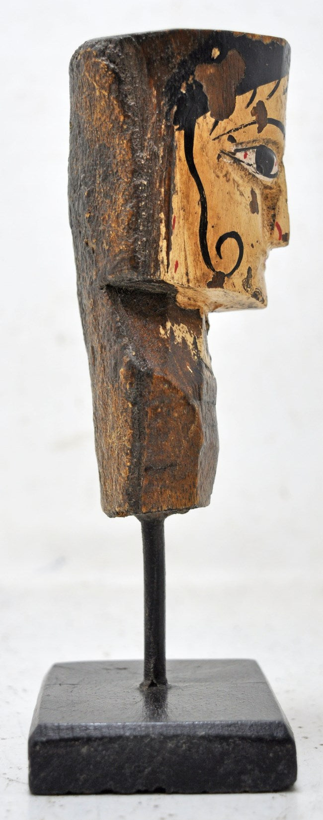 Vintage Wooden Puppet Head Bust Figurine Original Old Hand Carved Painted