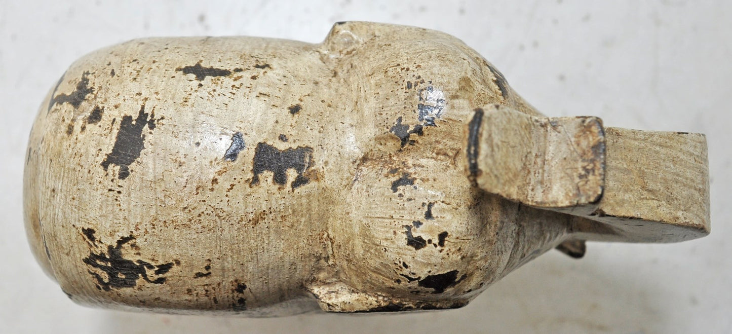 Vintage Wooden Elephant Figurine Original Old Hand Carved Painted