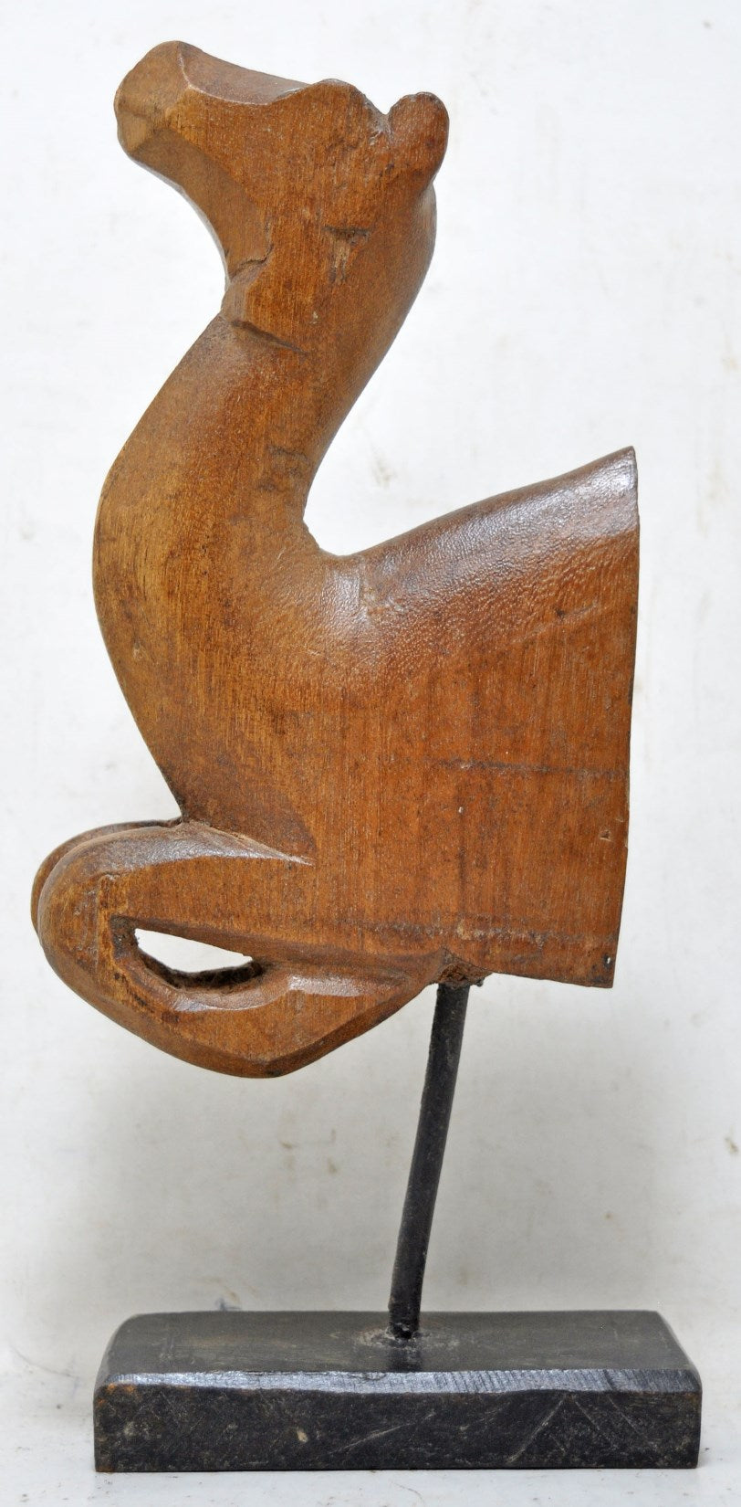 Vintage Wooden Camel Figurine on Stand Original Old Hand Carved