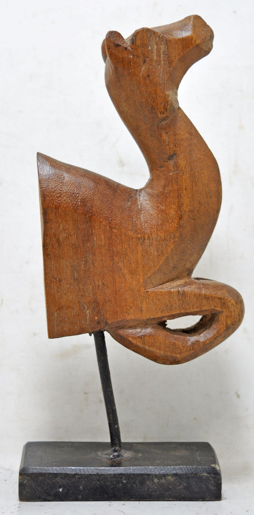 Vintage Wooden Camel Figurine on Stand Original Old Hand Carved