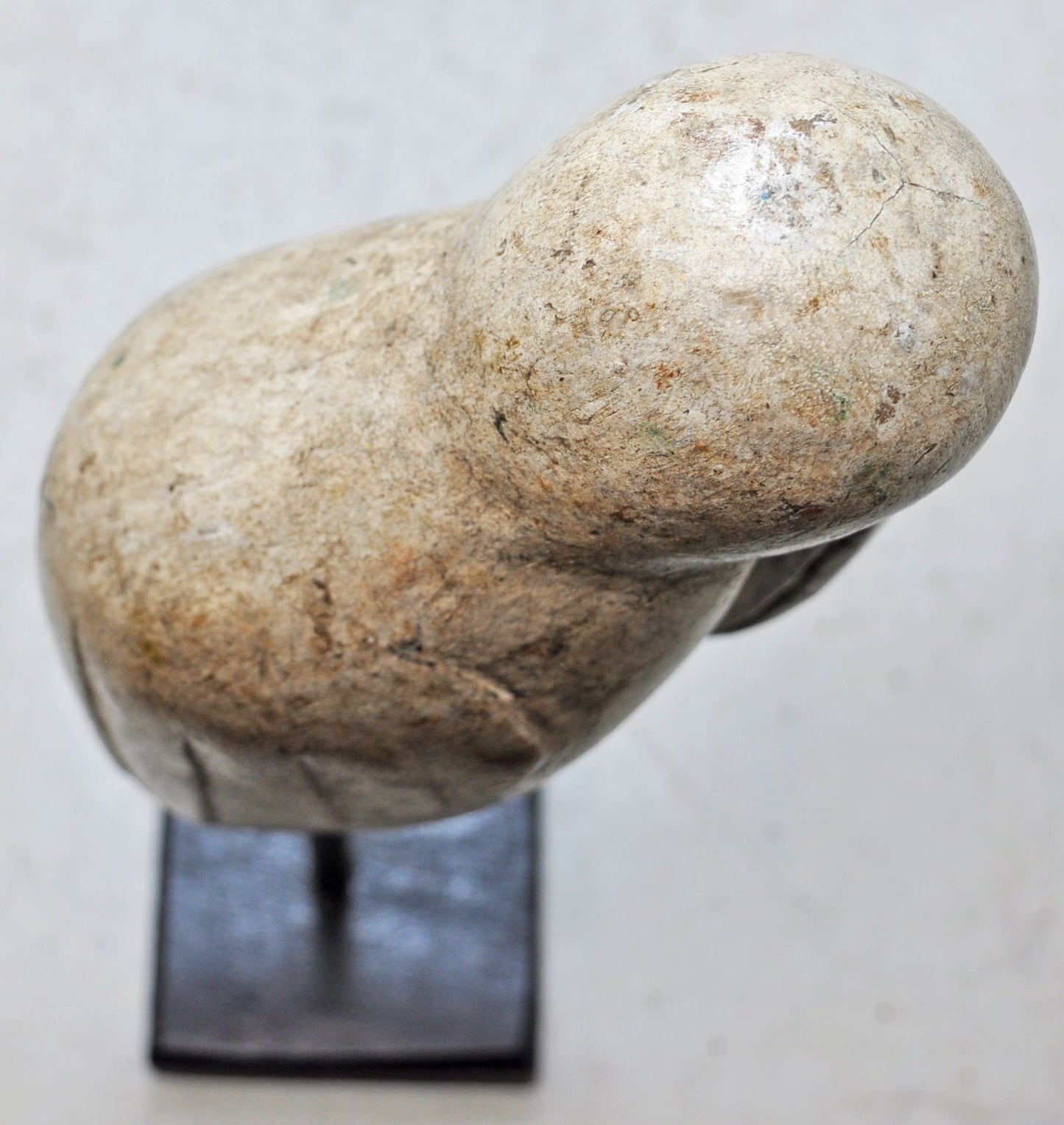 Vintage Wooden Bird Figurine on Stand Original Old Hand Carved Painted