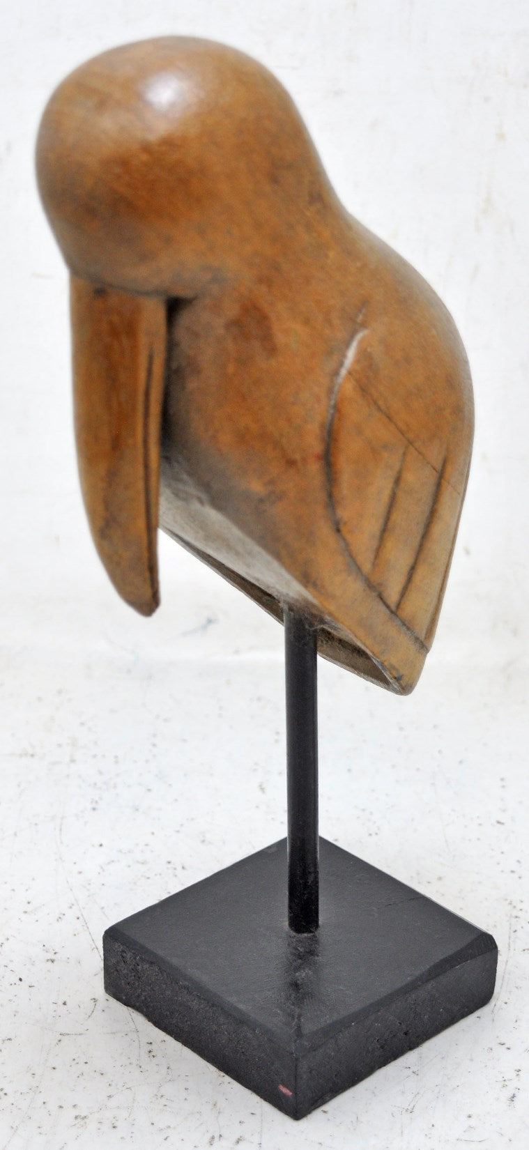 Vintage Wooden Bird Figurine on Stand Original Old Hand Carved