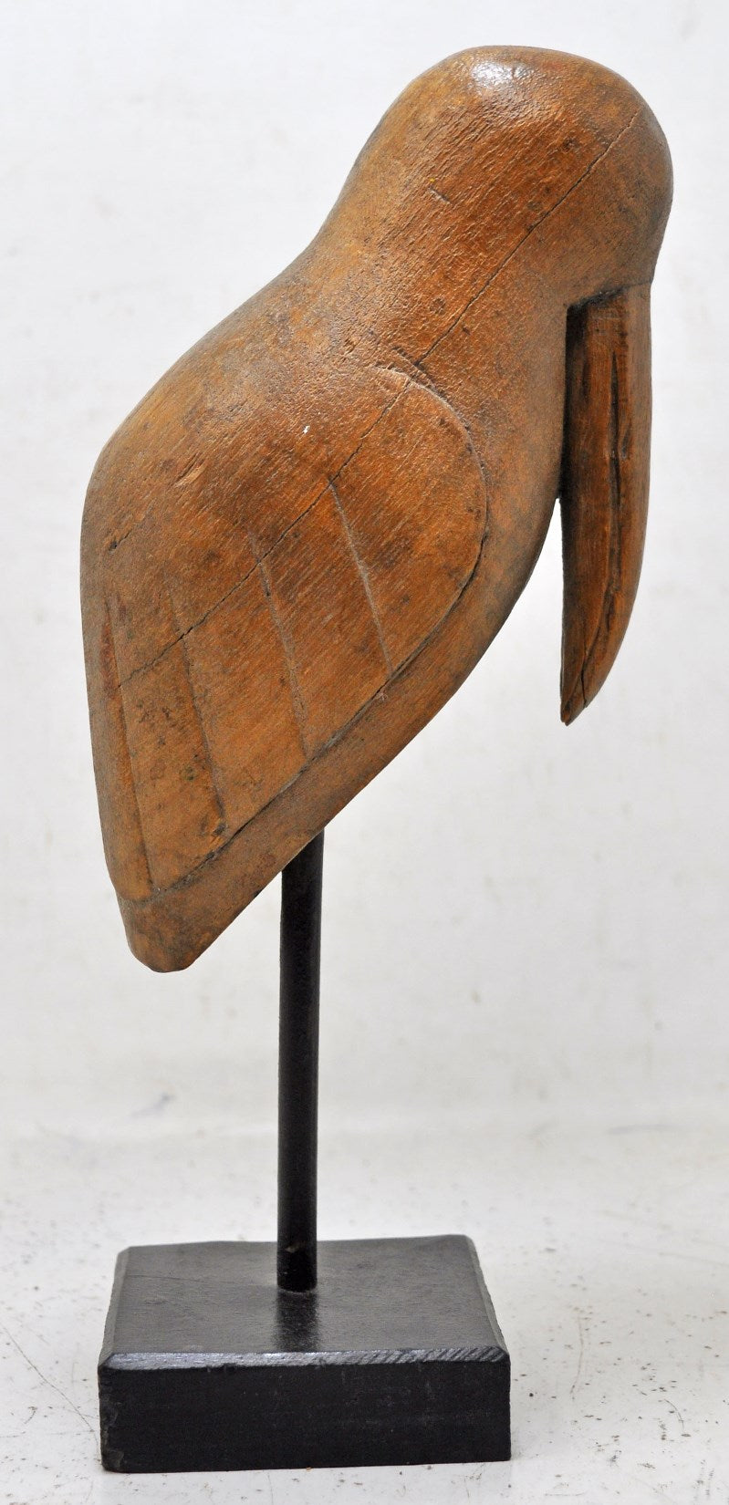 Vintage Wooden Bird Figurine on Stand Original Old Hand Carved