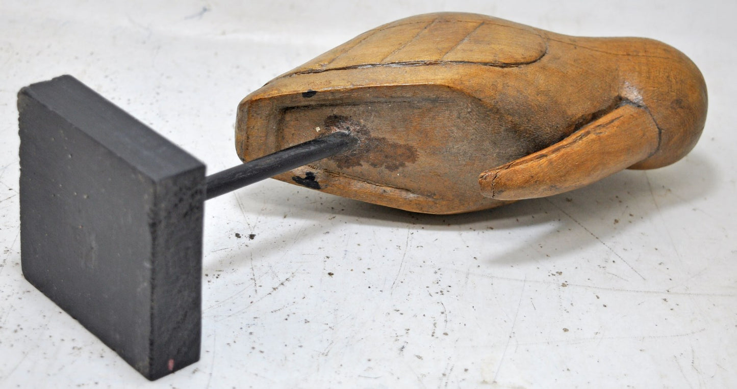Vintage Wooden Bird Figurine on Stand Original Old Hand Carved