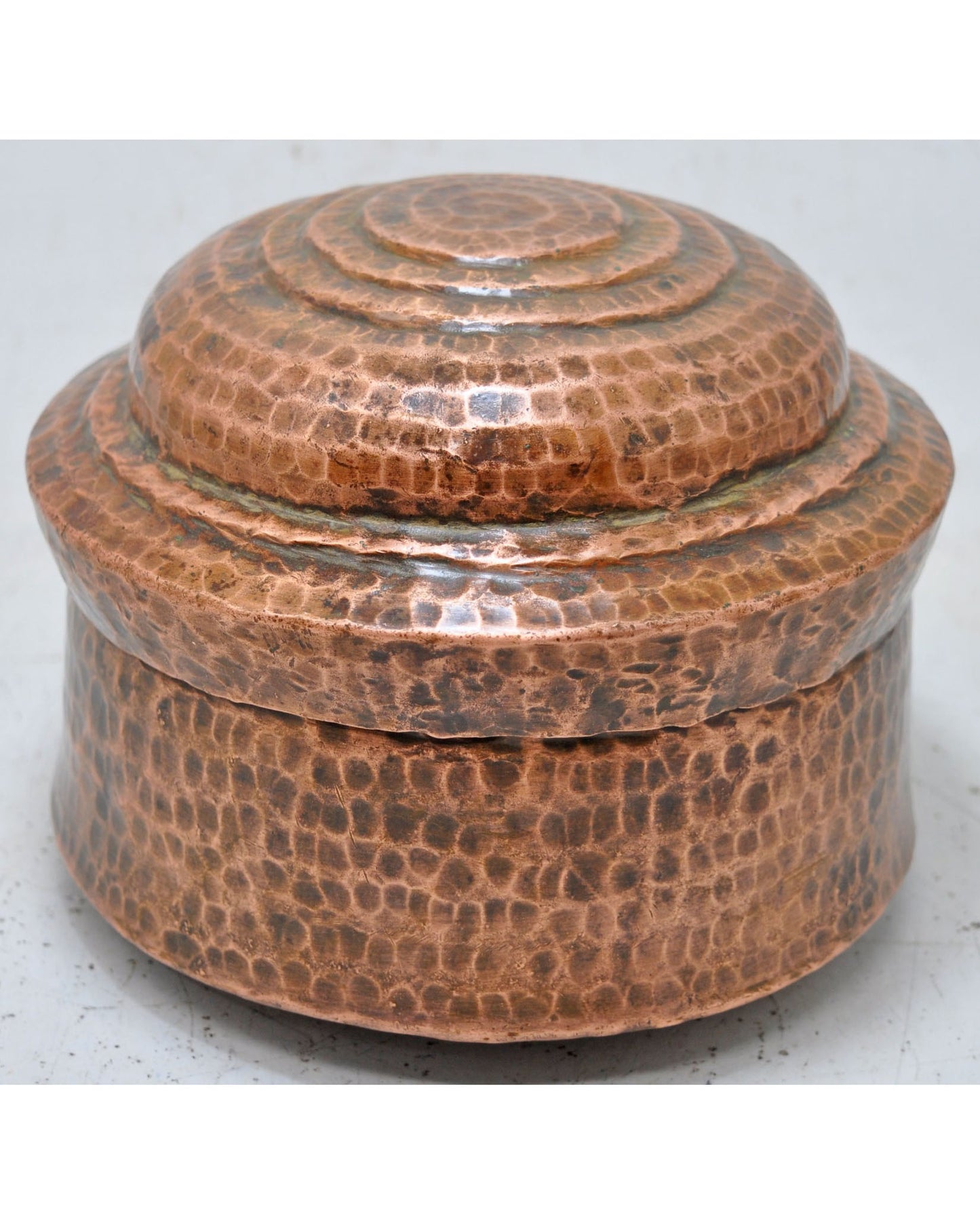 Antique Copper Round Chapati Bread Food Box Original Old Hand Crafted