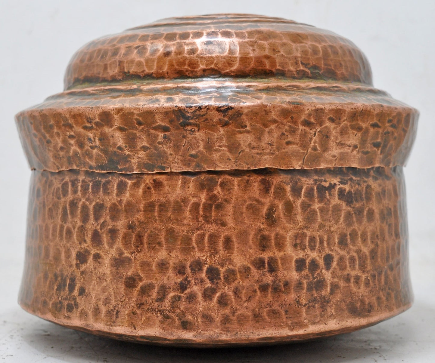 Antique Copper Round Chapati Bread Food Box Original Old Hand Crafted