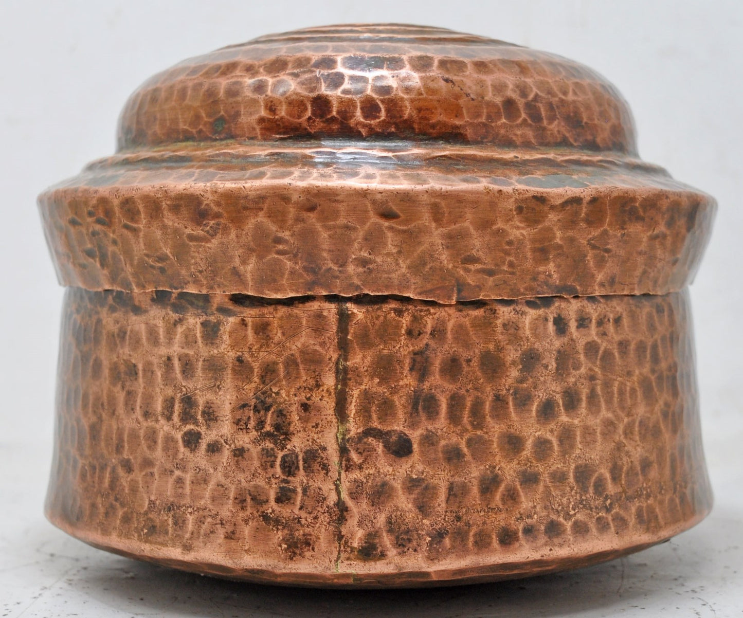 Antique Copper Round Chapati Bread Food Box Original Old Hand Crafted