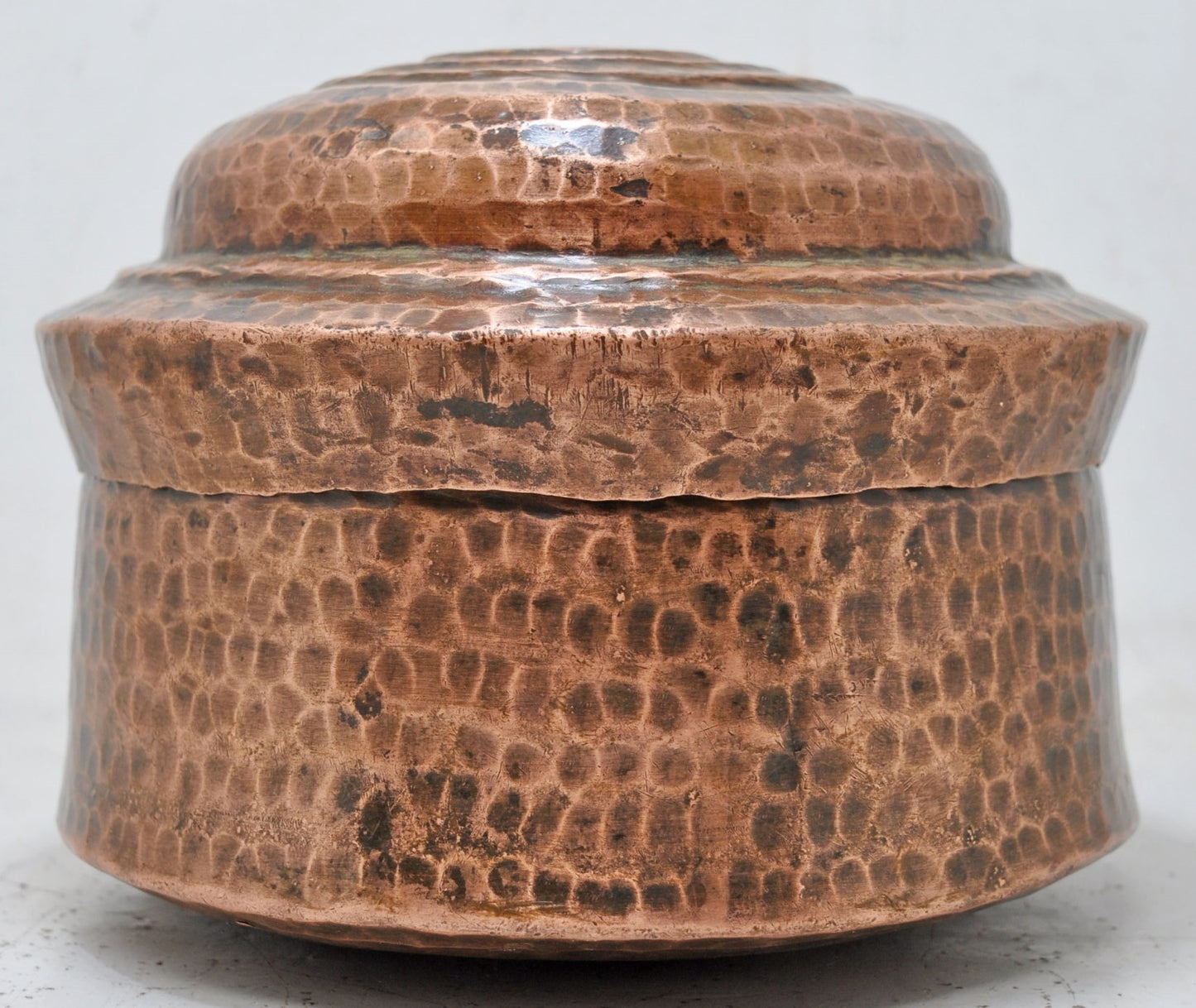 Antique Copper Round Chapati Bread Food Box Original Old Hand Crafted