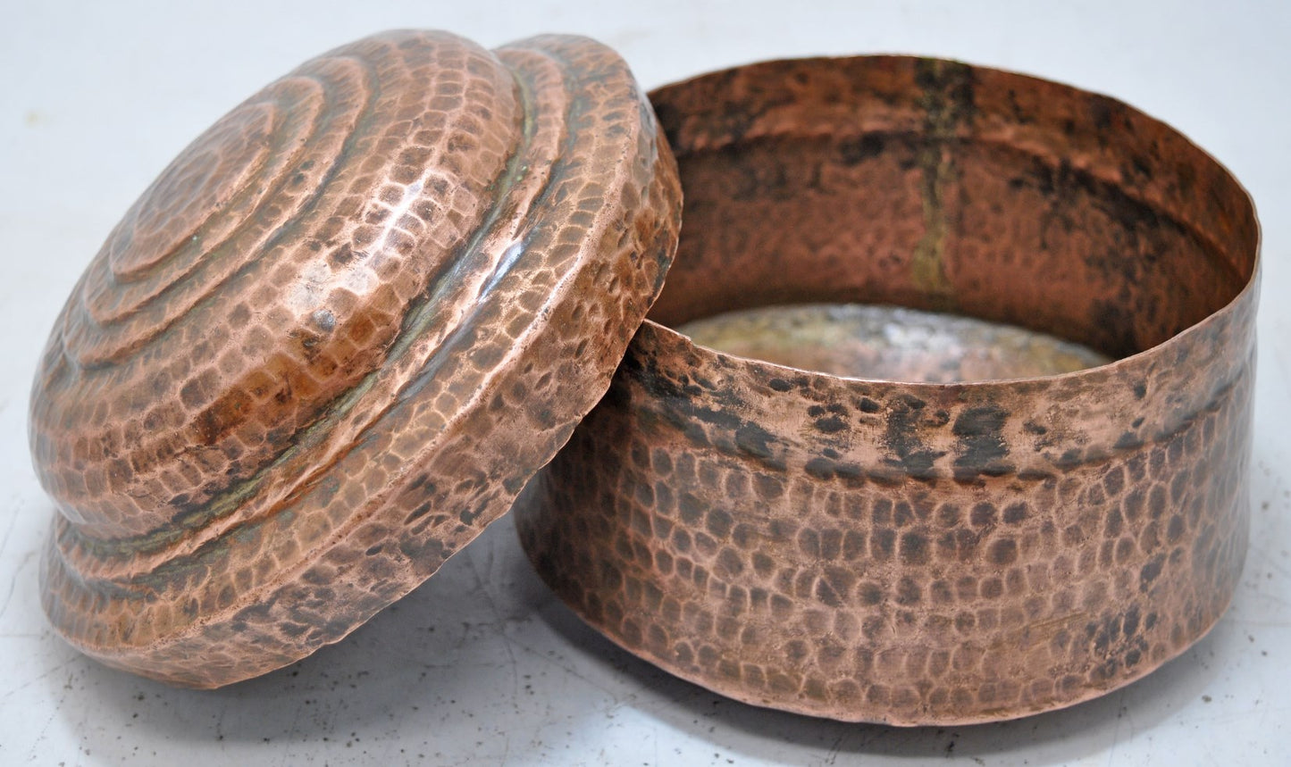 Antique Copper Round Chapati Bread Food Box Original Old Hand Crafted