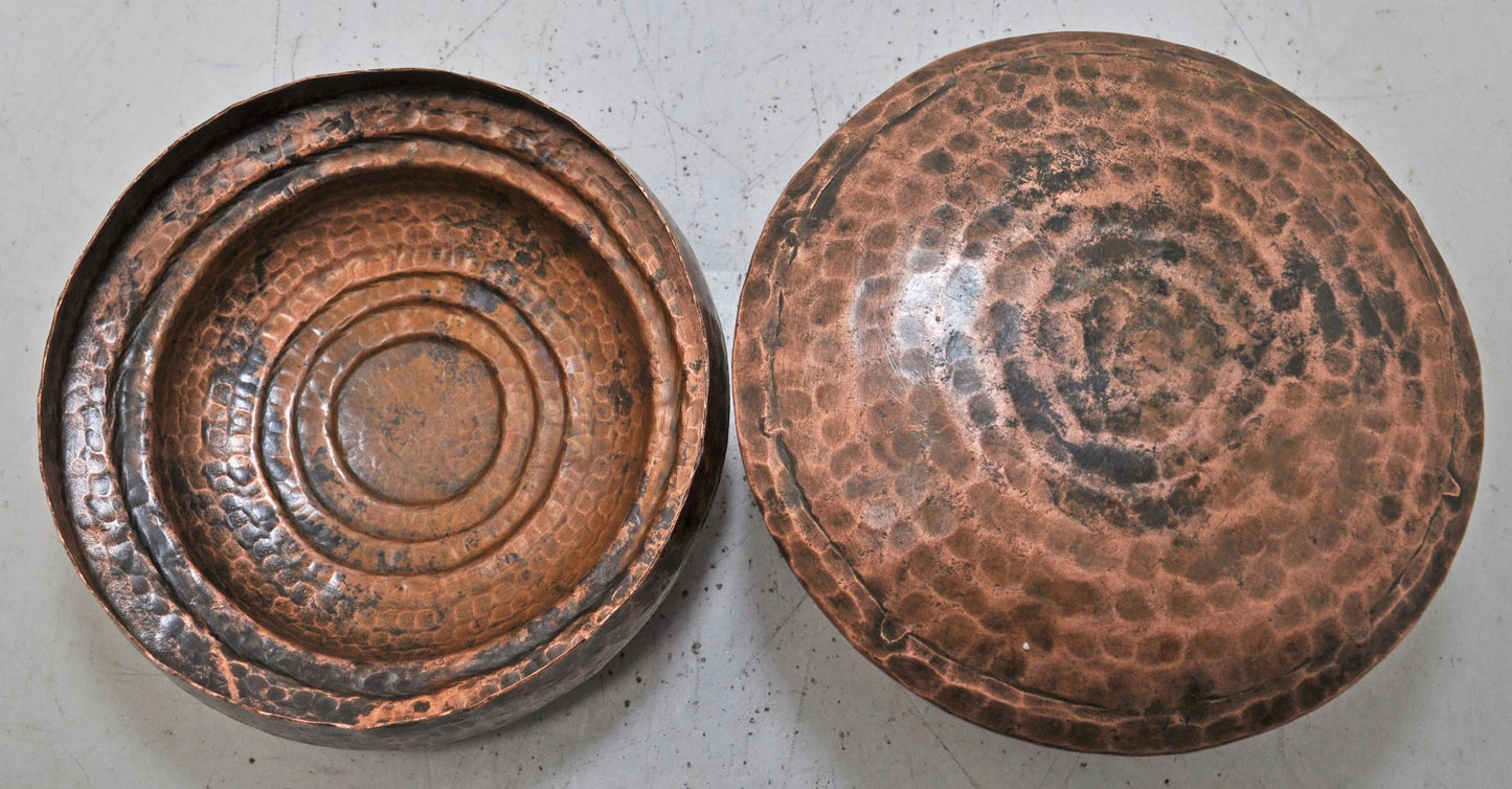 Antique Copper Round Chapati Bread Food Box Original Old Hand Crafted