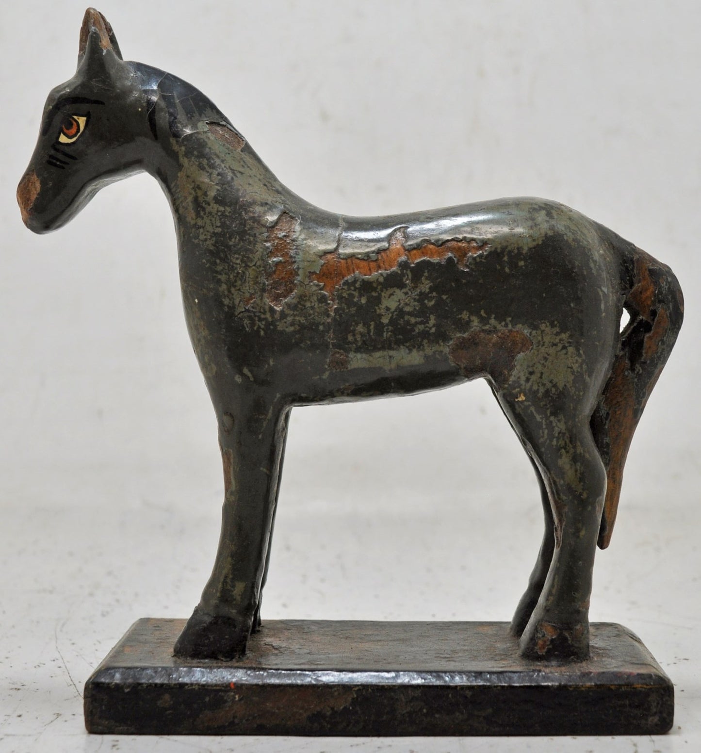Vintage Wooden Standing Horse Figurine Original Old Hand Carved
