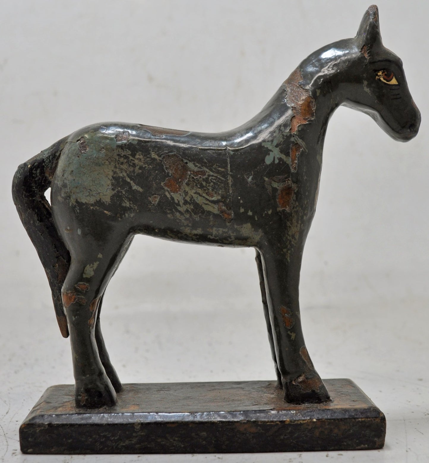 Vintage Wooden Standing Horse Figurine Original Old Hand Carved