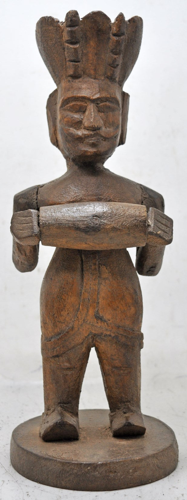 Antique Wooden Large Size Musician Man Figurine Original Old Fine Hand Carved