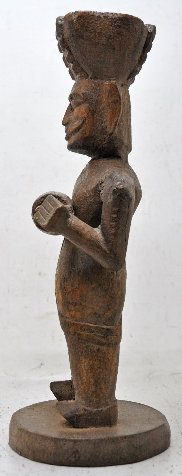 Antique Wooden Large Size Musician Man Figurine Original Old Fine Hand Carved