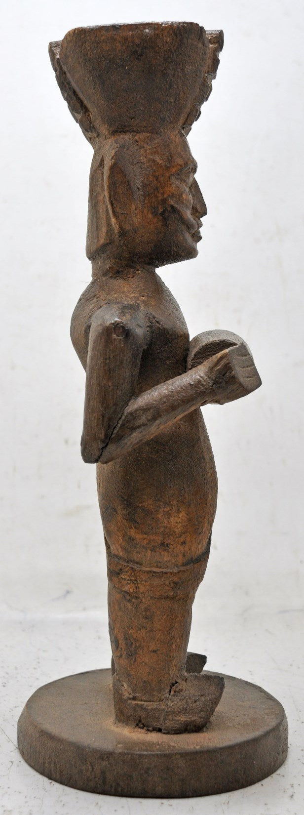 Antique Wooden Large Size Musician Man Figurine Original Old Fine Hand Carved