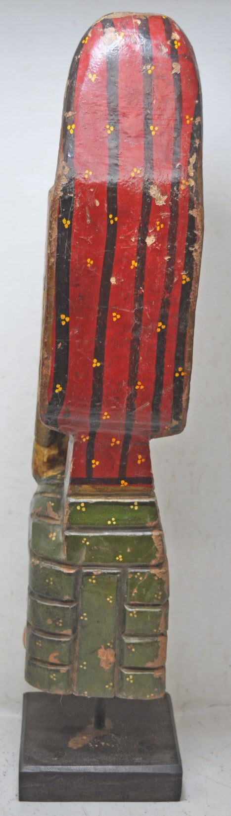 Antique Wooden Large Size Tall Woman Lady Figurine Original Old Fine Painted Carved