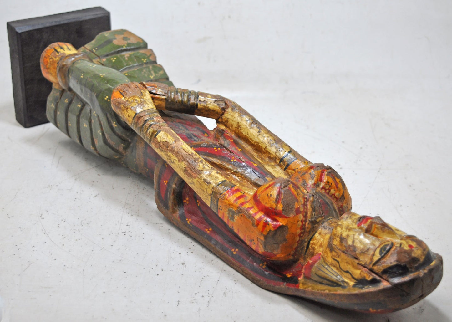 Antique Wooden Large Size Tall Woman Lady Figurine Original Old Fine Painted Carved