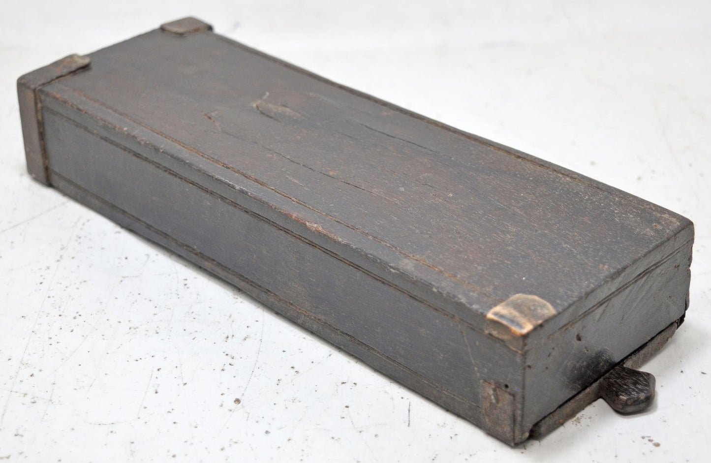 Antique Wooden Measuring Scale Storage Box Original Old Hand Carved