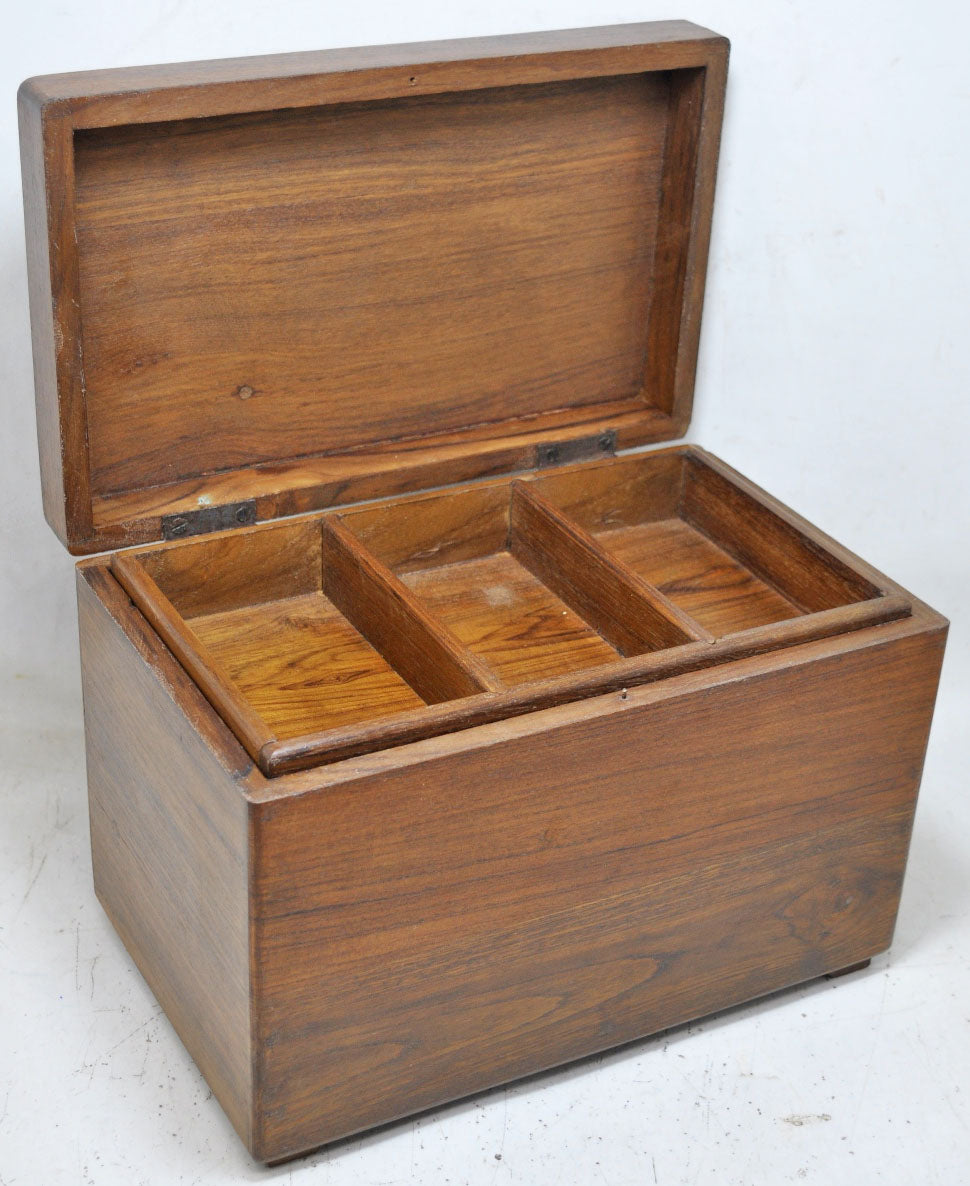 Vintage Wooden Large Jewellery Storage Box Original Old Hand Crafted
