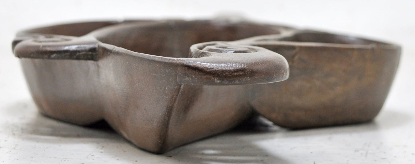 Antique Wooden 3 Compartments Bowl Original Old Hand Carved