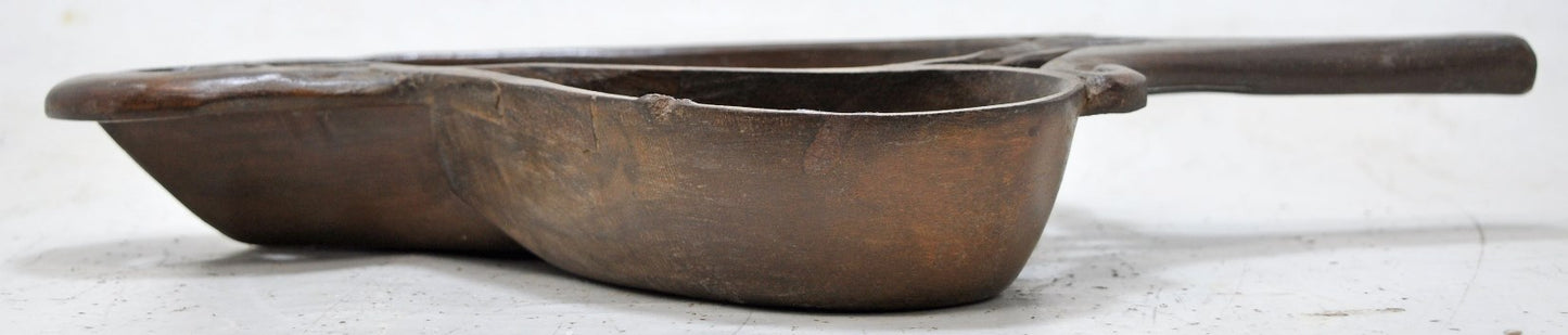 Antique Wooden 3 Compartments Bowl Original Old Hand Carved