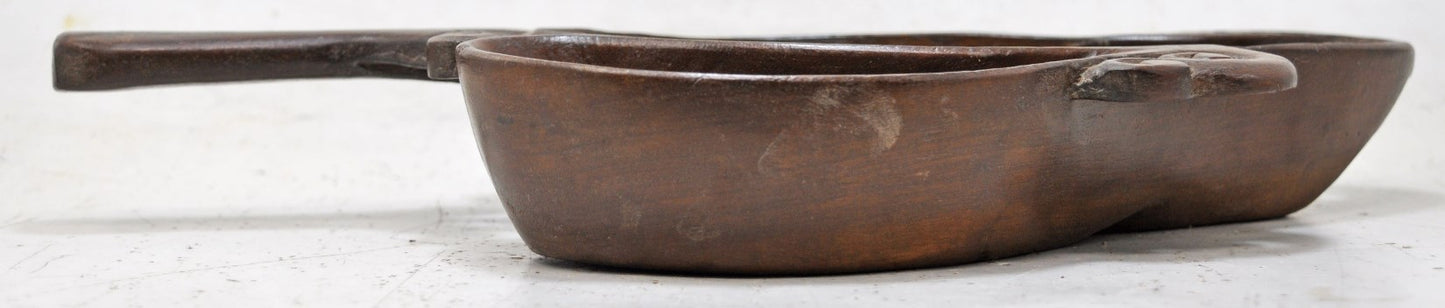 Antique Wooden 3 Compartments Bowl Original Old Hand Carved