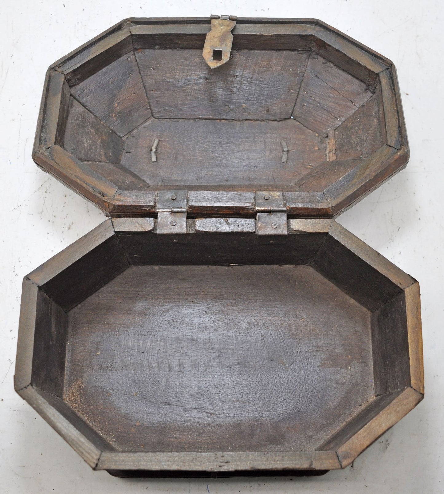 Vintage Wooden Dome Shaped Storage Box Original Old Hand Crafted Painted