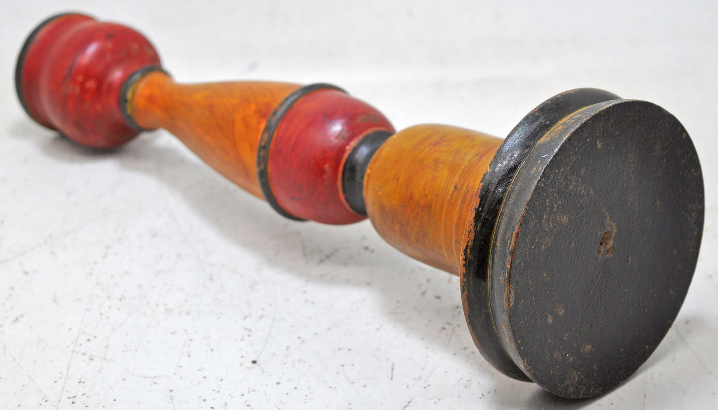 Vintage Wooden Candle Stick Stand Holder Original Old Hand Carved Lacquer Painted