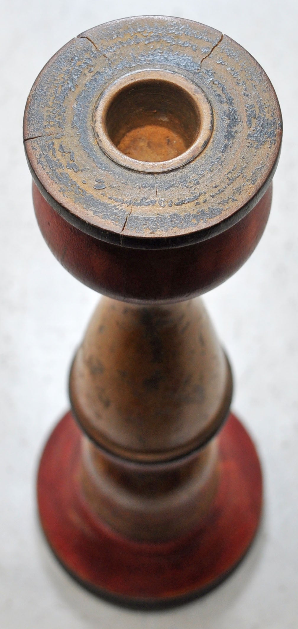 Vintage Wooden Candle Stick Stand Holder Original Old Hand Carved Lacquer Painted