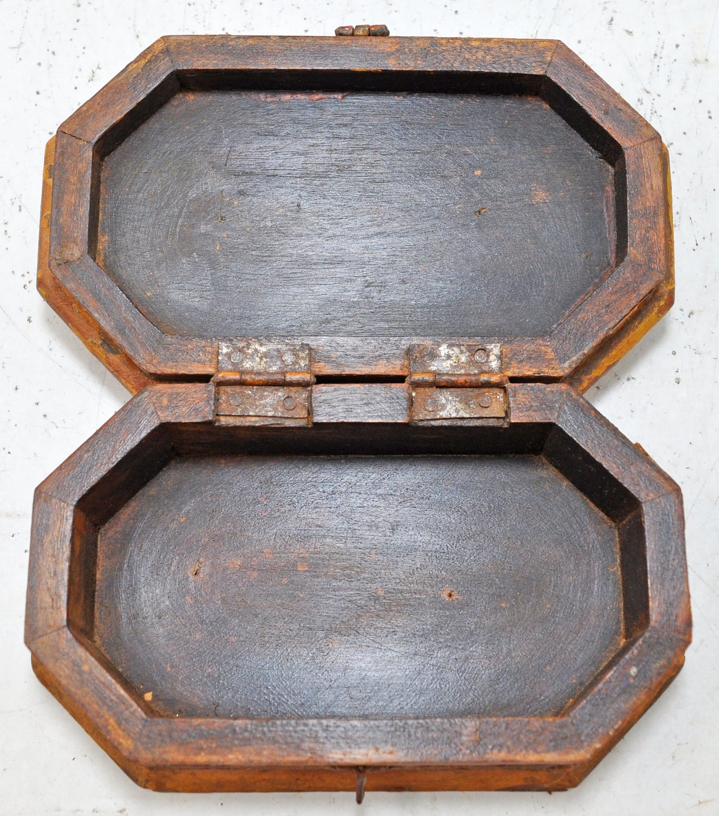 Vintage Wooden Small Jewellery Storage Box Original Old Hand Crafted Painted