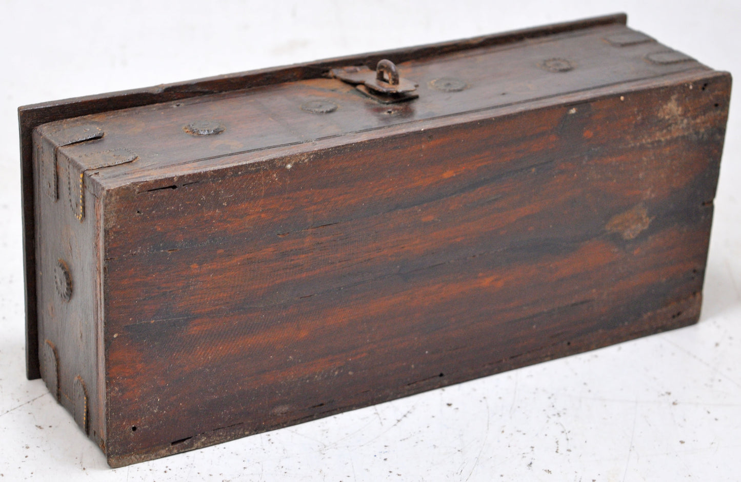 Antique Wooden Pencil Stationary Box Original Old Hand Crafted Brass Fitted