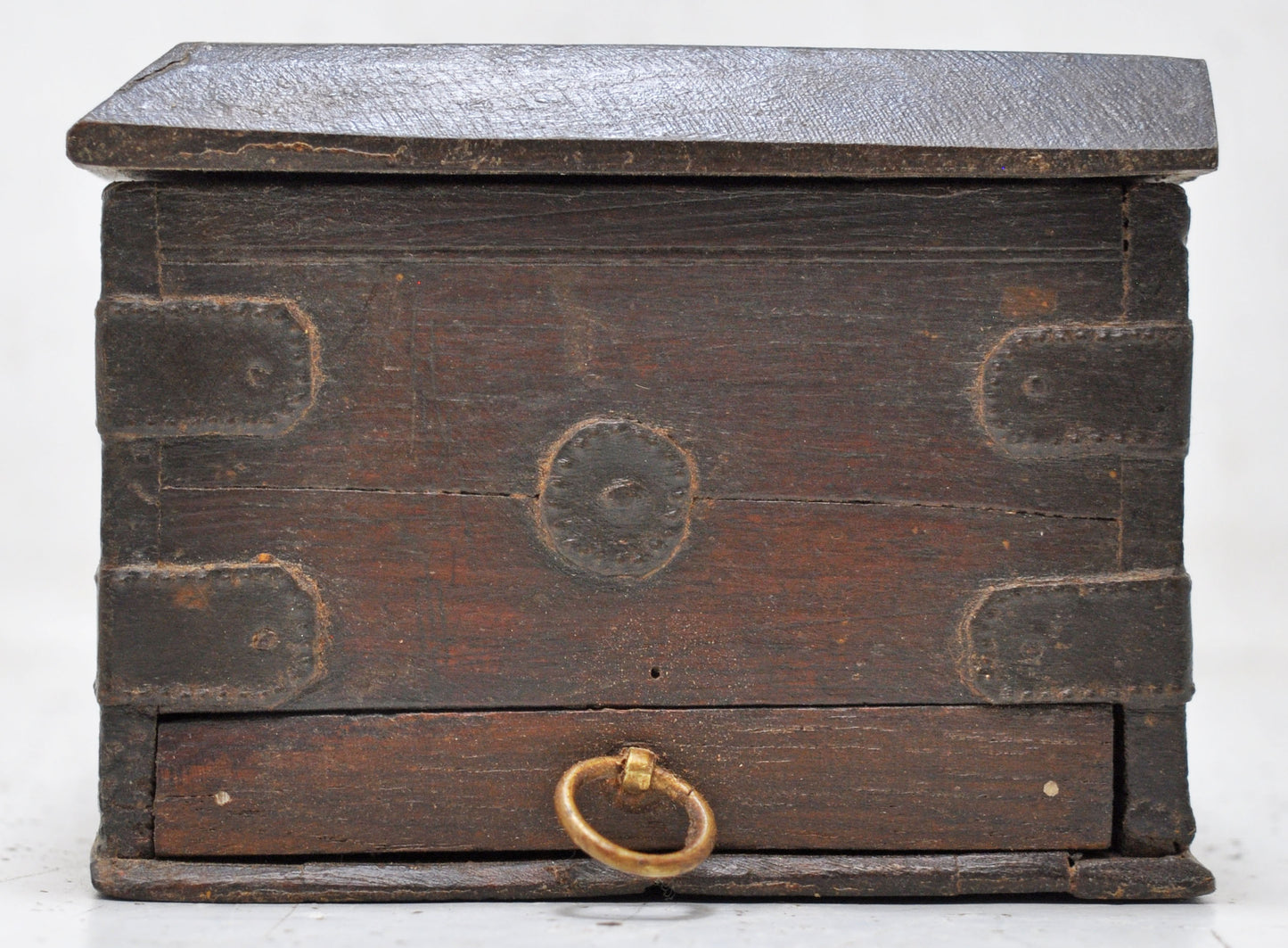 Antique Wooden Pencil Stationary Box Original Old Hand Crafted Brass Fitted