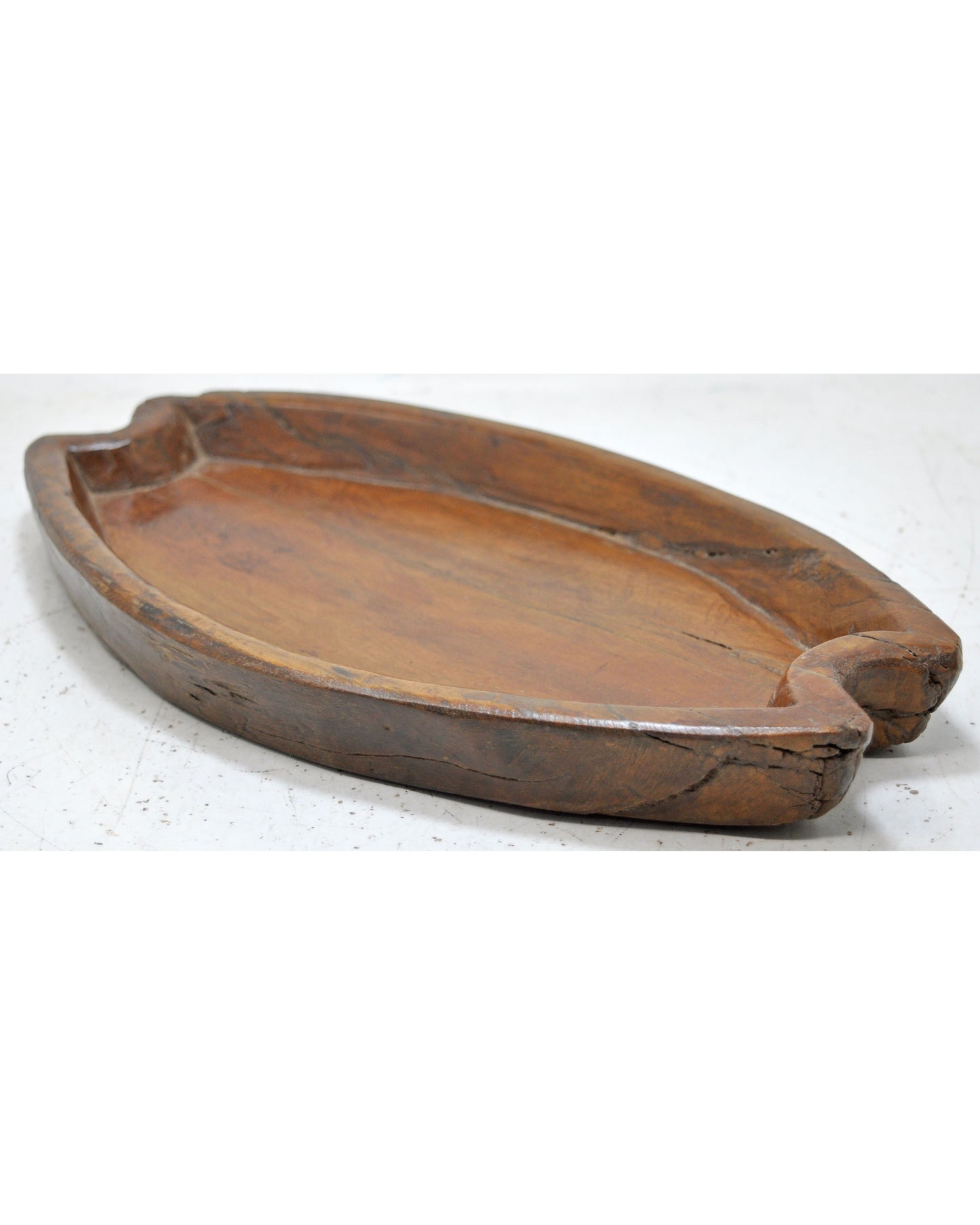 Vintage Wooden Oval Serving Plate Tray Original Old Hand Carved