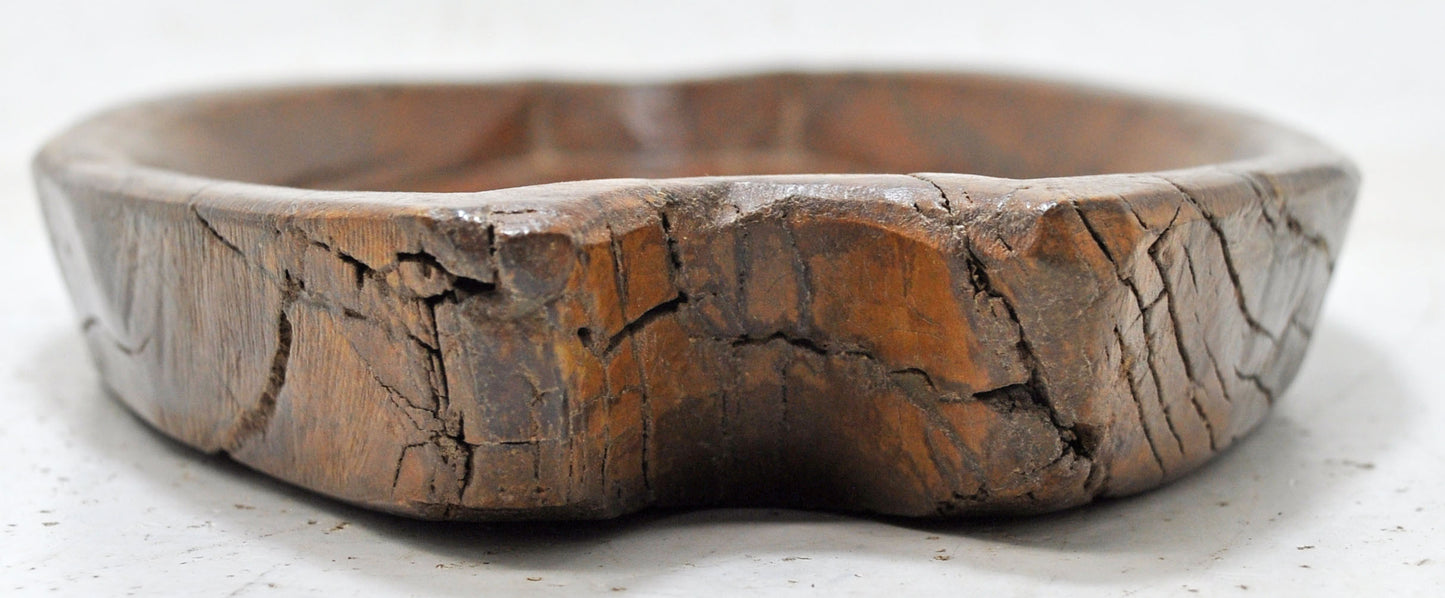 Vintage Wooden Oval Serving Plate Tray Original Old Hand Carved