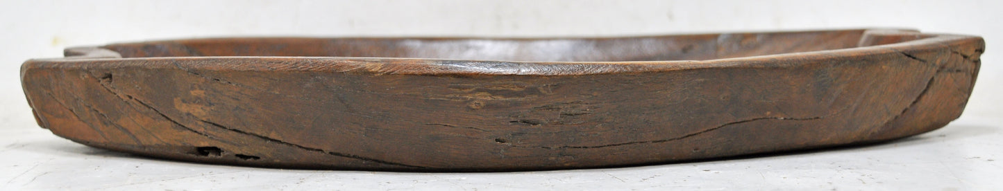 Vintage Wooden Oval Serving Plate Tray Original Old Hand Carved