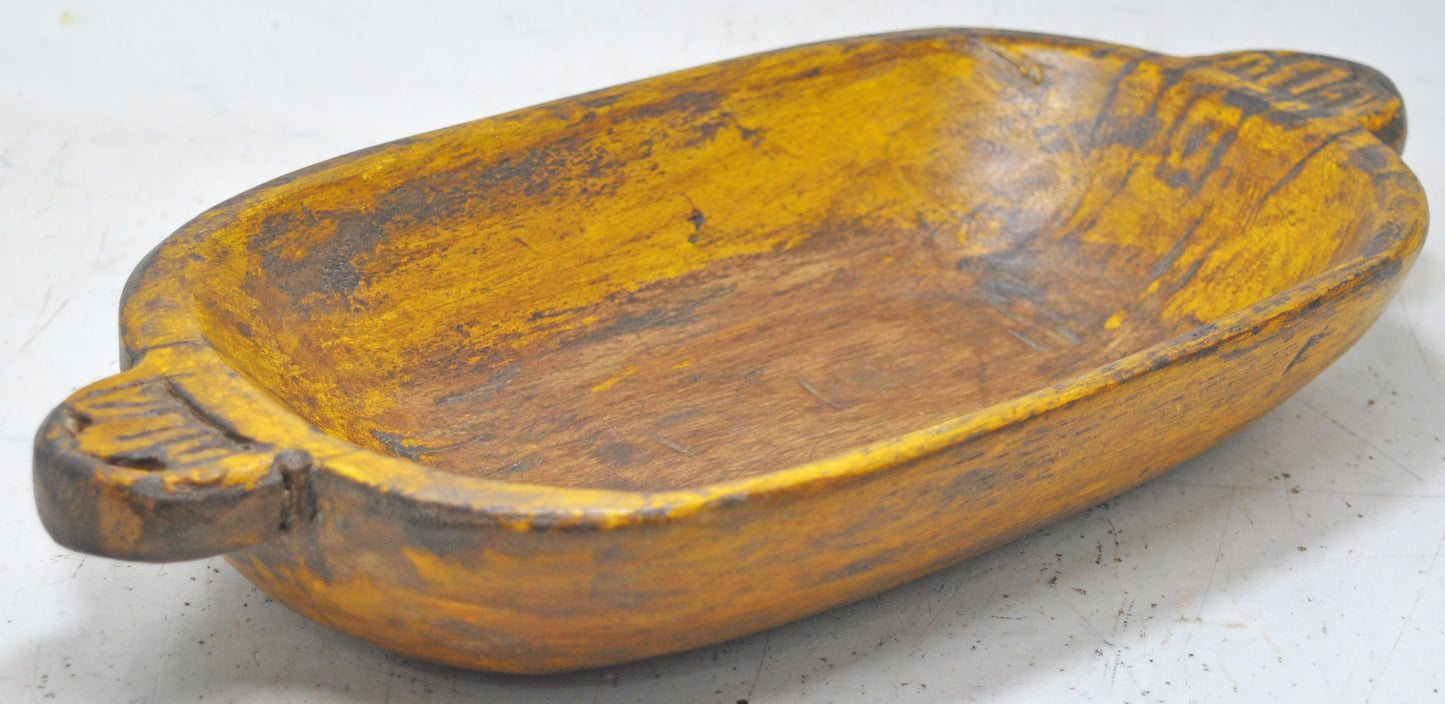 Vintage Wooden Oval Serving Plate Tray Original Old Hand Carved